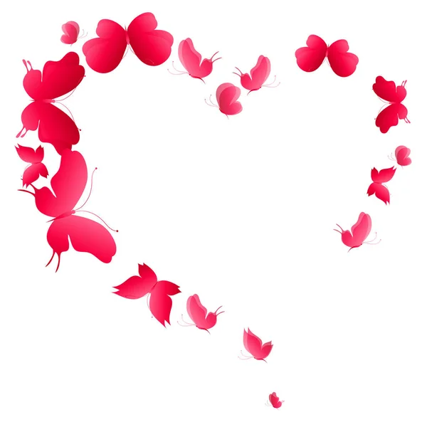 Rött Hjärta Fjärilar Valentine Kort — Stock vektor