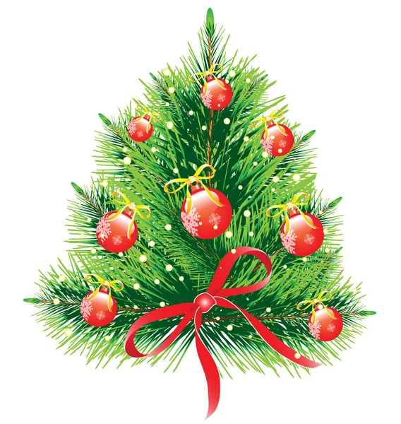 Vánoční Stromek Červený Míč Izolovaný Bílém — Stockový vektor