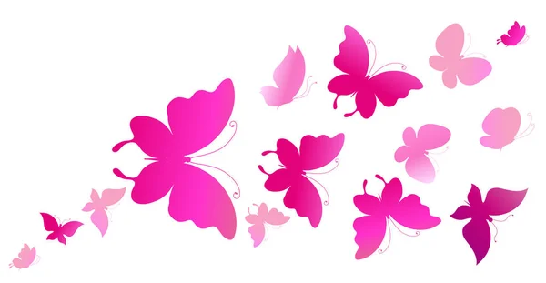 明亮的彩色粉红色蝴蝶在白色背景下分离 — 图库照片