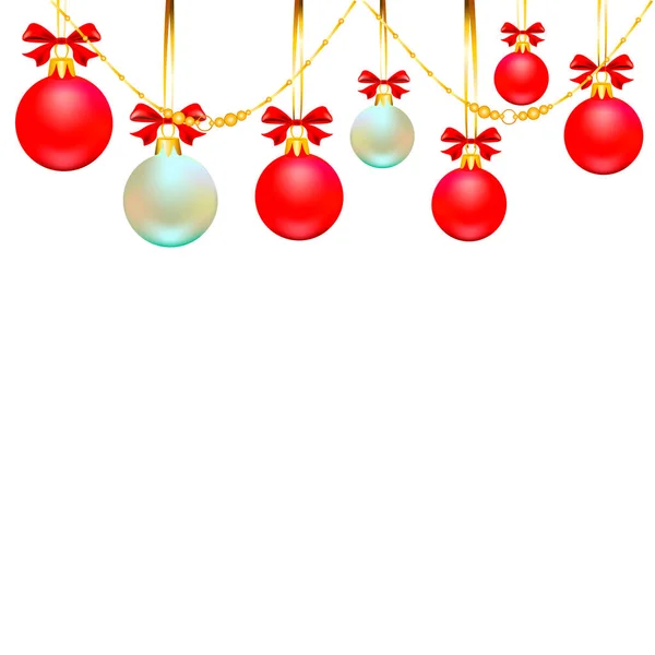 Christmas Tree Garland Balls Red Bows Isolated White Background Vector — Stock Photo, Image