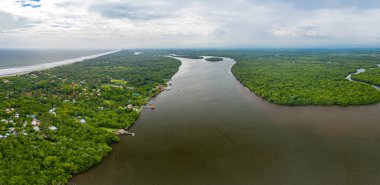 El Salvador 'un Jaltepeque halklarından hava manzarası.