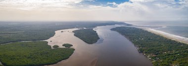 El Salvador 'un Jaltepeque halklarından hava manzarası.