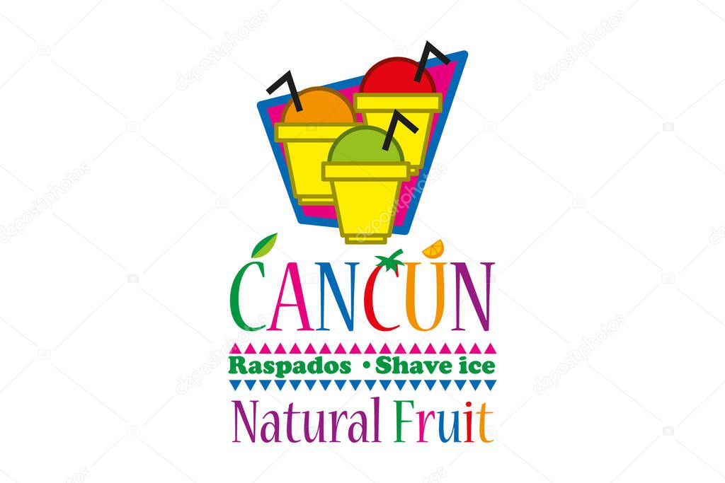 Logo cancun shave ice natural fruit, ideal for soda fountain, ice cream parlors, dessert center