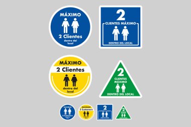 Mağaza içinde maksimum iki müşteri, insanların işletmelere, mağazalara, restoranlara ve kapalı yerlere girişini kontrol etmek için zorunlu dış tabela, para cezaları, ihlaller ve cezalardan kaçınmak için ideal