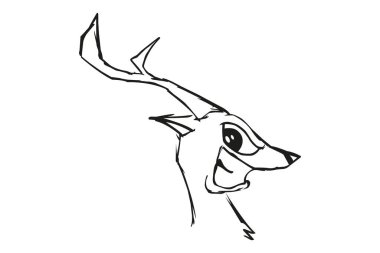 Bir geyiğin vektör çizimi, çizgi film tarzı.