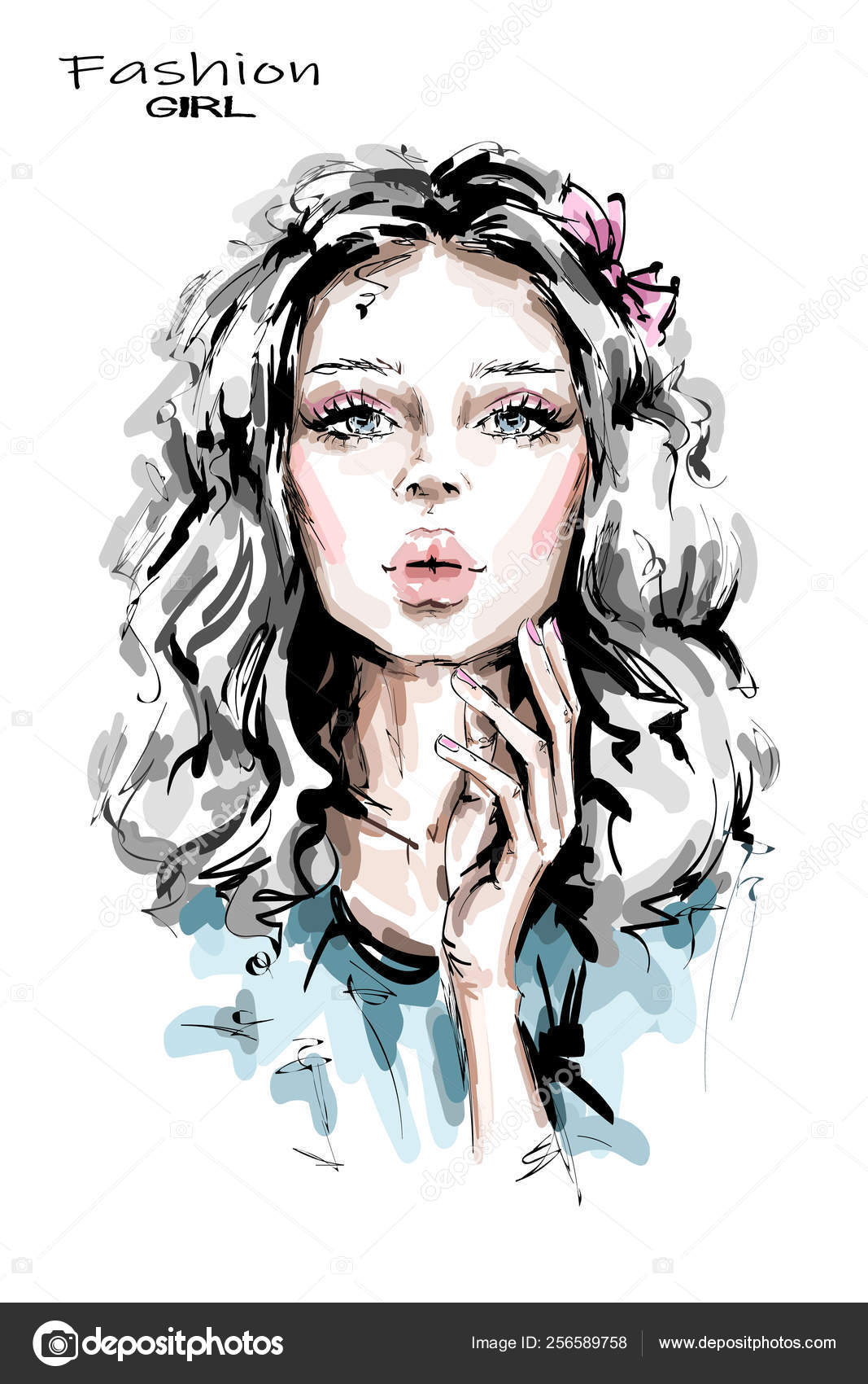 Hand Drawn Beautiful Young Woman Long Blonde Hair Stylish Girl Stock Vector Image by ©Marisa_ #256589758 Hand Drawn Beautiful Young Woman Long Blonde Hair Stylish Girl Stock Vector Image by ©Marisa_ #256589758
