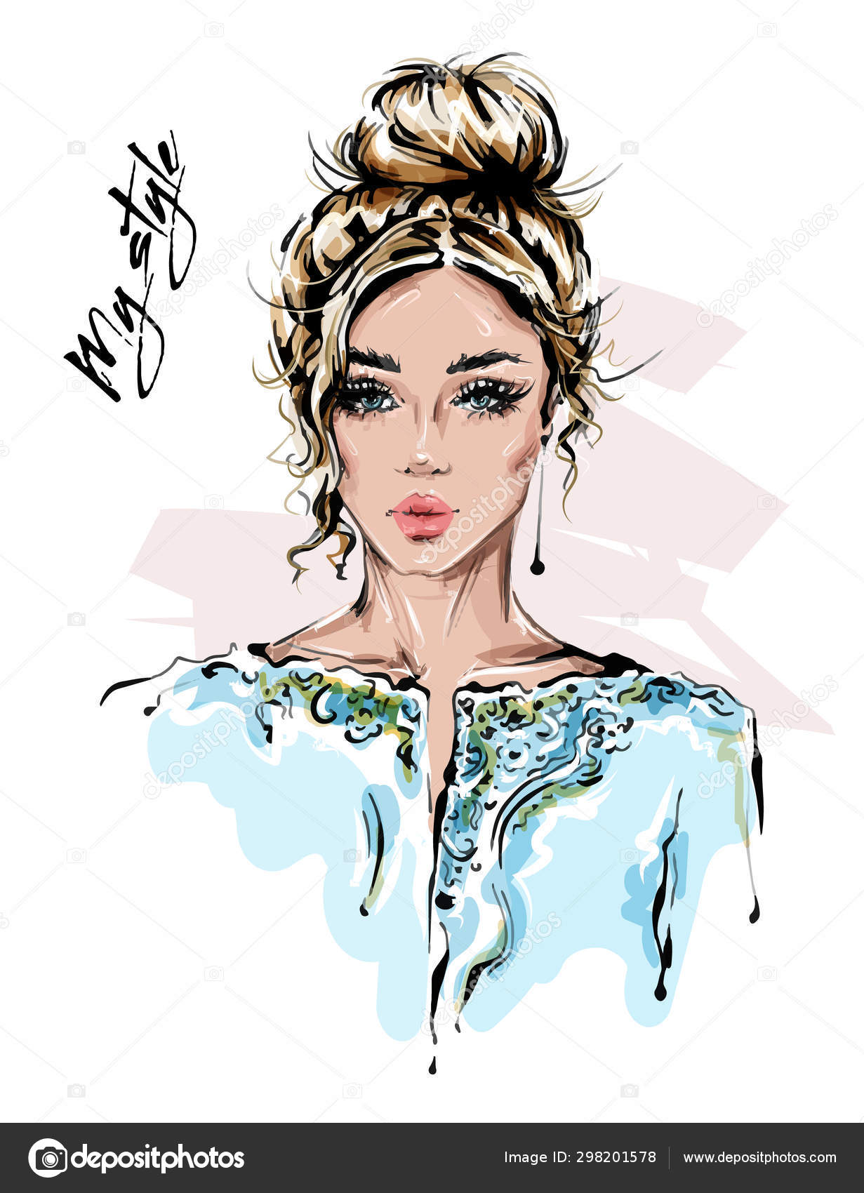 Hand Drawn Beautiful Young Woman Stylish Jacket Blonde Hair Girl Stock  Vector Image by ©Marisa_ #298201578