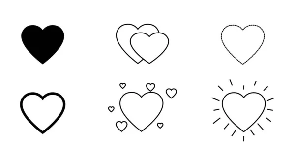 Set von Herzlinien-Symbolen. Einfache Piktogramme verpacken. Stroke Vector Illustration auf weißem Hintergrund. Eps 10 — Stockvektor