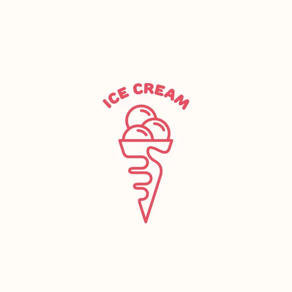 Ice Cream Logo Template Design Linear Style Vector Illustration — Stock Vector