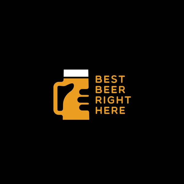 Design Des Bier Logos Auf Schwarzem Hintergrund Vektorillustration — Stockvektor