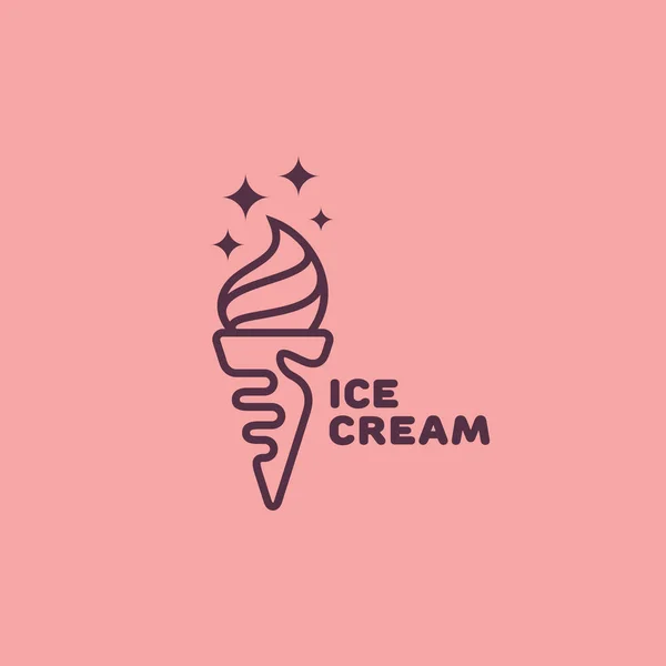 Ice Cream Logo Template Design Outline Style Vector Illustration — Stock Vector