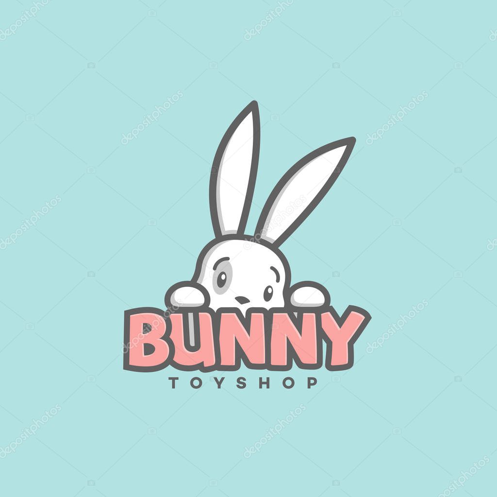 Funny bunny logo template design. Vector illustration.