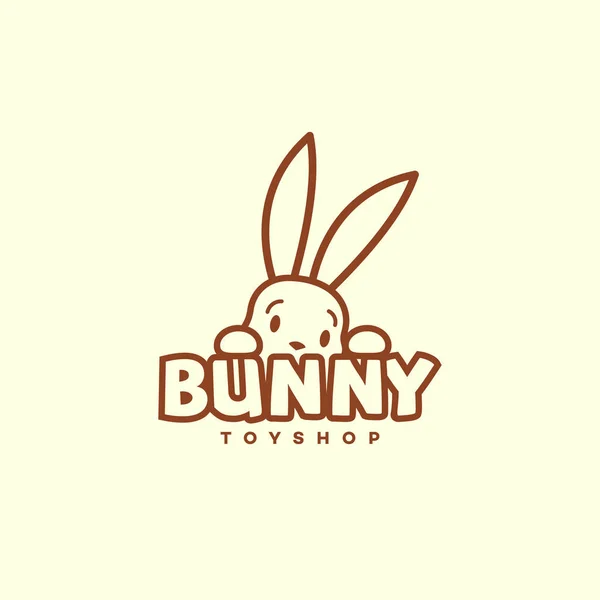 Funny Bunny Logo Template Design Outline Style Vector Illustration — Stock Vector