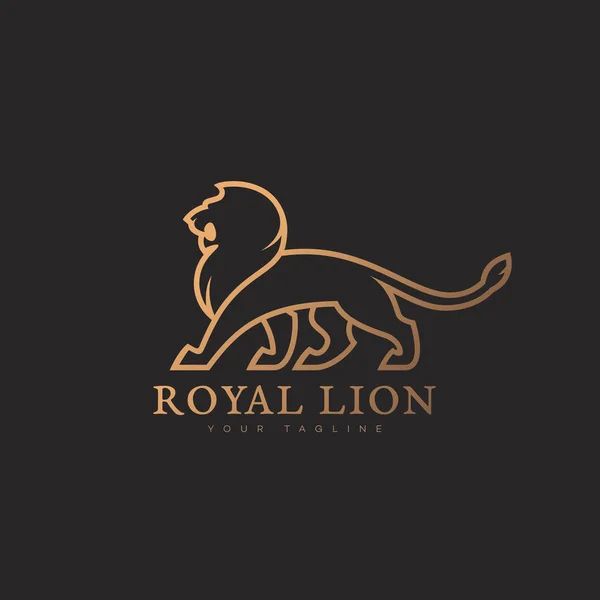 Modèle Logo Lion Doré Dans Style Linéaire Illustration Vectorielle — Image vectorielle