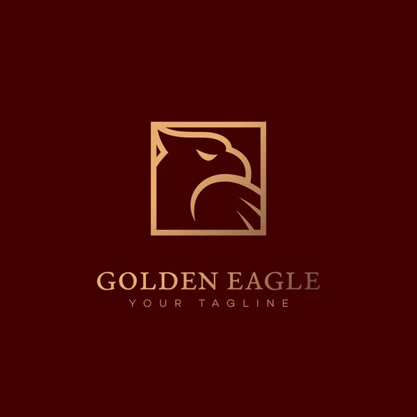 Modello Design Del Logo Golden Eagle Stile Lineare Illustrazione Vettoriale — Vettoriale Stock