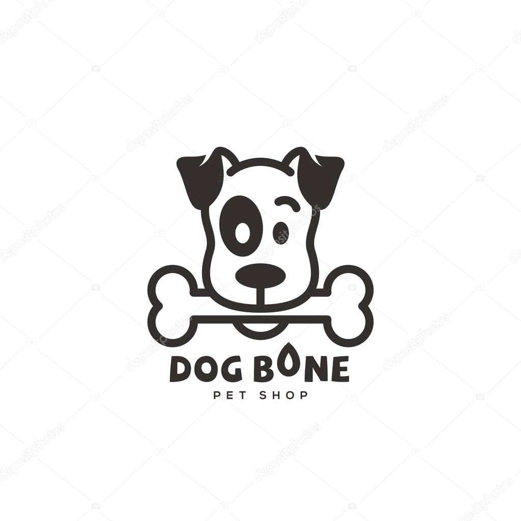 Dog bone logo design template in linear style. Vector illustration.