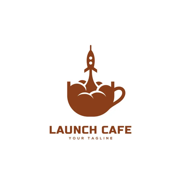 Launch Cafe Logo Design Template White Background Vector Illustration — Stock Vector