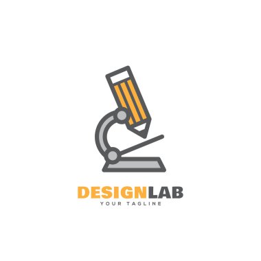Tasarım laboratuvar logo tasarım şablonu ile stilize mikroskop. Vektör çizim.