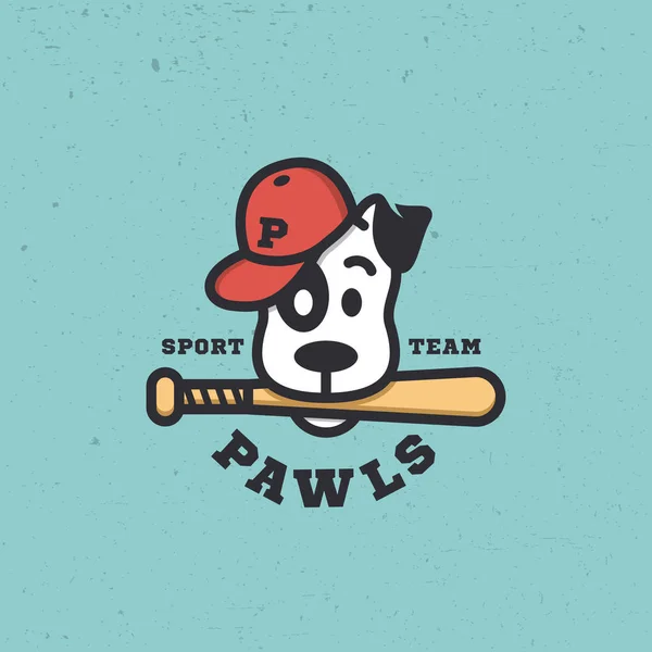 Hundemaskottchen Für Ein Baseball Team Vektorillustration — Stockvektor