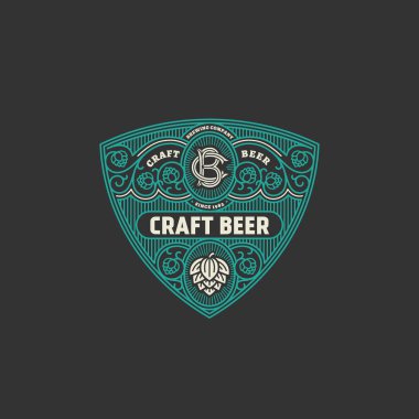 Bira etiket tasarım şablonu atlama doğrusal tarzı ile gelişir. Vektör çizim.