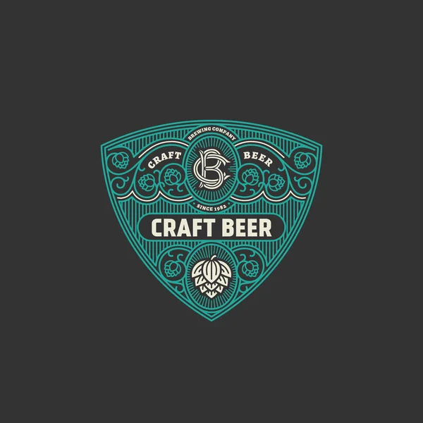 Bira etiket tasarım şablonu atlama doğrusal tarzı ile gelişir. Vektör çizim.