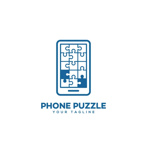 Puzzle Telefon Logo Design Vorlage Linearem Stil Vektorillustration — Stockvektor