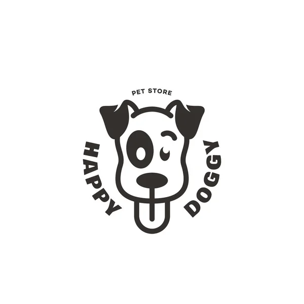 Счастливая Собака Дизайн Логотипа Соблазнить Векторная Иллюстрация — стоковый вектор
