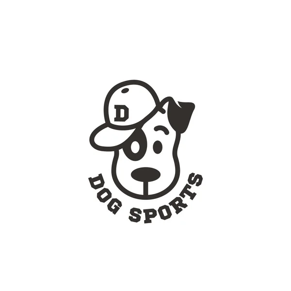 Dog Sports Logo Design Template Linear Style Vector Illustration — Stock Vector