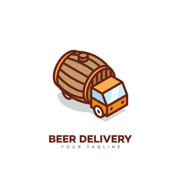 Bier Lieferung Logo Design Vorlage Mit Einem Fass Vektorillustration — Stockvektor