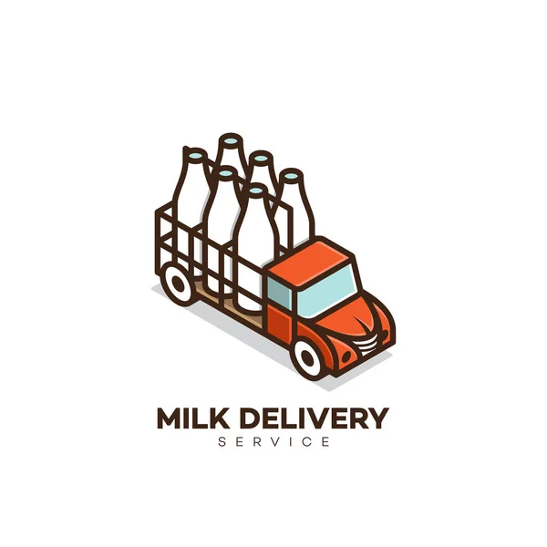 Modello Design Del Logo Del Servizio Consegna Del Latte Isometrico — Vettoriale Stock