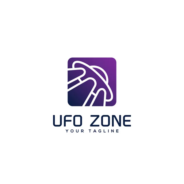 Ufo Zone Vierkante Logo Ontwerpsjabloon Vectorillustratie — Stockvector