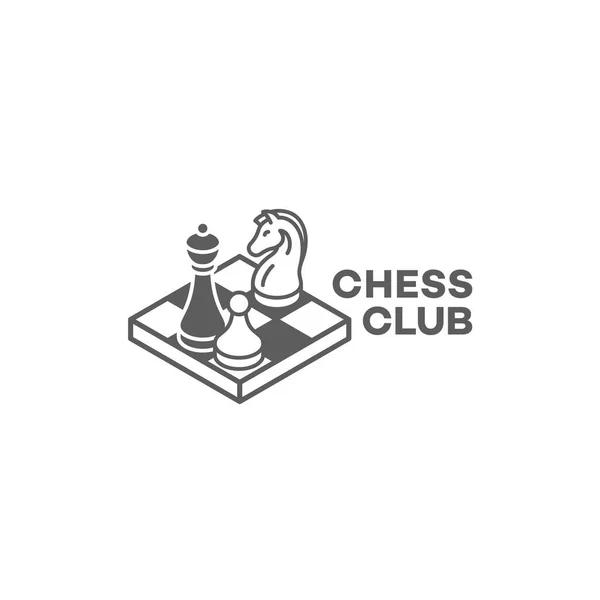 Шахматный Дизайн Логотипа Клуба Линейном Стиле Векторная Иллюстрация — стоковый вектор