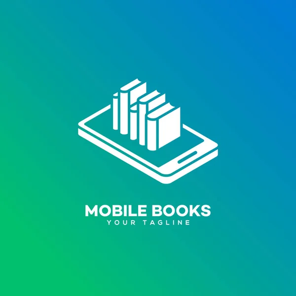 Mobil Bücher Logo Design Vorlage Vektorillustration — Stockvektor