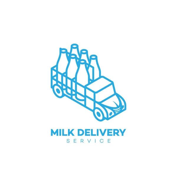 Шаблон Дизайну Логотипу Служби Доставки Молока Лінійному Стилі Векторні Ілюстрації — стоковий вектор
