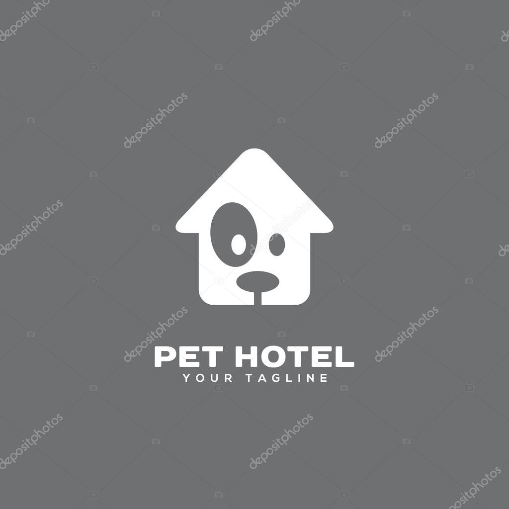 Pet hotel logo design template. Vector illustration.