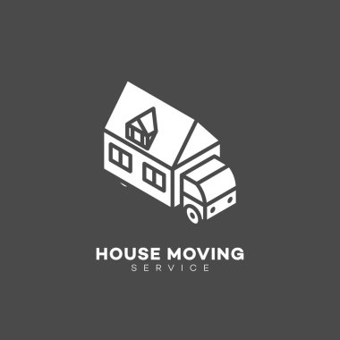 Ev taşıma hizmetleri logo tasarım şablonu karanlık bir arka plan üzerinde. Vektör çizim.
