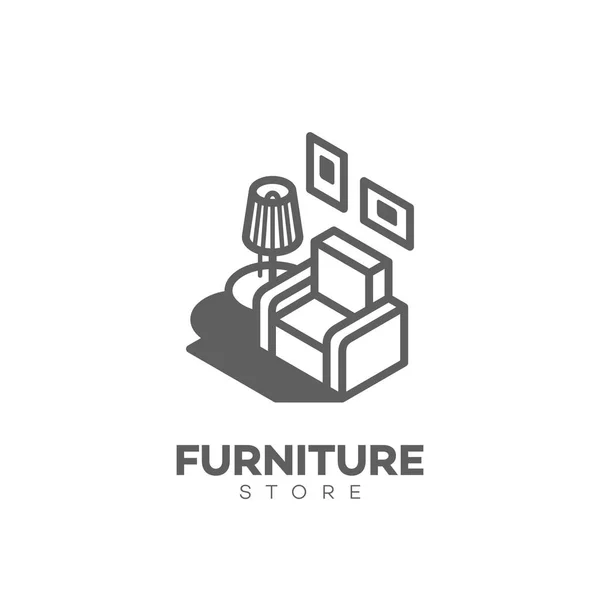 家具は 直線的なスタイルにデザインのロゴのテンプレートを格納します ベクトル図 — ストックベクタ