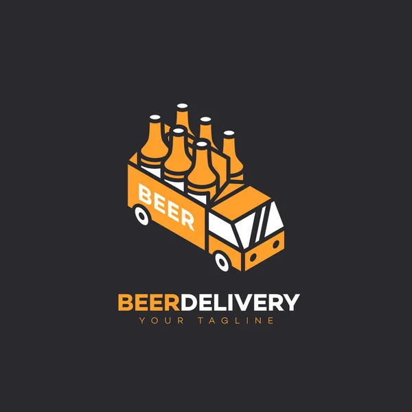 Beer Delivery Logo Design Template Vector Illustration — Stock Vector