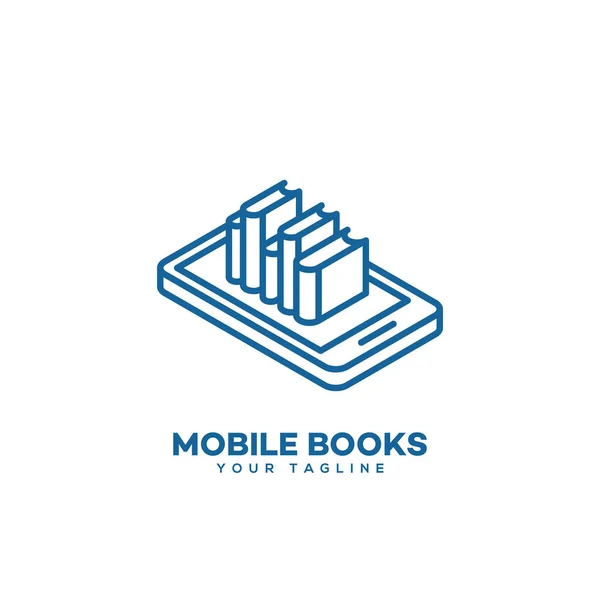 Plantilla Diseño Logotipos Libros Móviles Estilo Lineal Ilustración Vectorial — Vector de stock