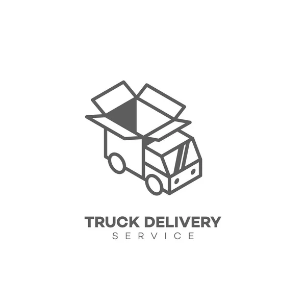 Truck Delivery Logo Design Template Linear Style Vector Illustration — Stock Vector