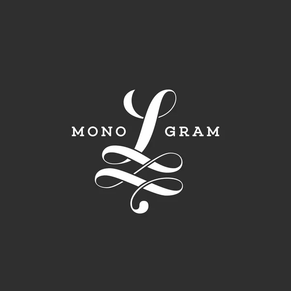 Monogram Design Template Letter Dark Background Vector Illustration — Stock Vector