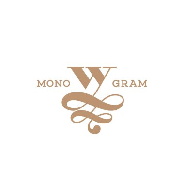 Monogram Tasarım şablonu mektup W. vektör çizim.