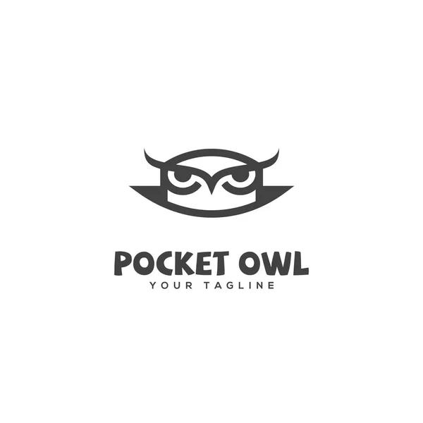 Grappige Pocket Uil Logo Ontwerpsjabloon Vectorillustratie — Stockvector