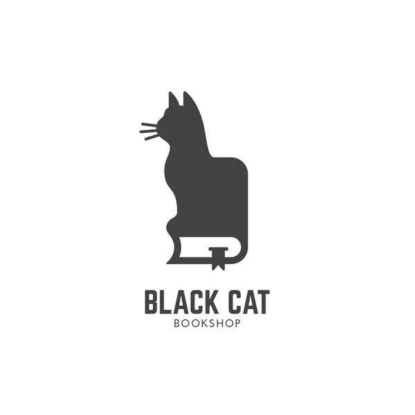 Šablona Návrhu Loga Černá Kočka Knihkupectví Vektorové Ilustrace — Stockový vektor