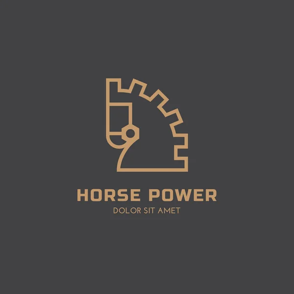 Horse Power Logotyp Formgivningsmall Linjär Stil Vektorillustration — Stock vektor