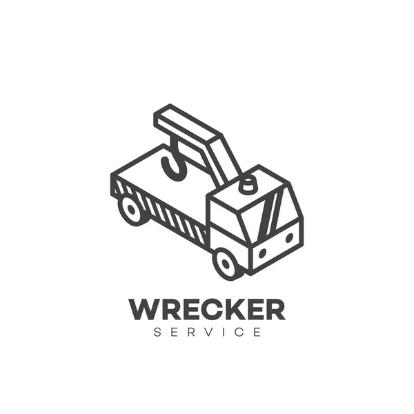 Modello Design Del Logo Del Servizio Wrecker Stile Lineare Illustrazione — Vettoriale Stock