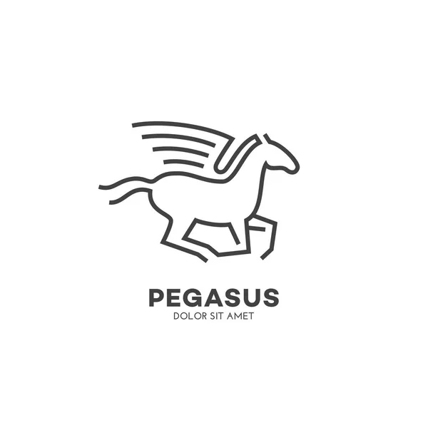 Modèle Conception Logo Pegasus Dans Style Linéaire Illustration Vectorielle — Image vectorielle