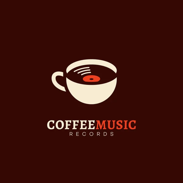 커피 음악 레코드 로고 — 스톡 벡터