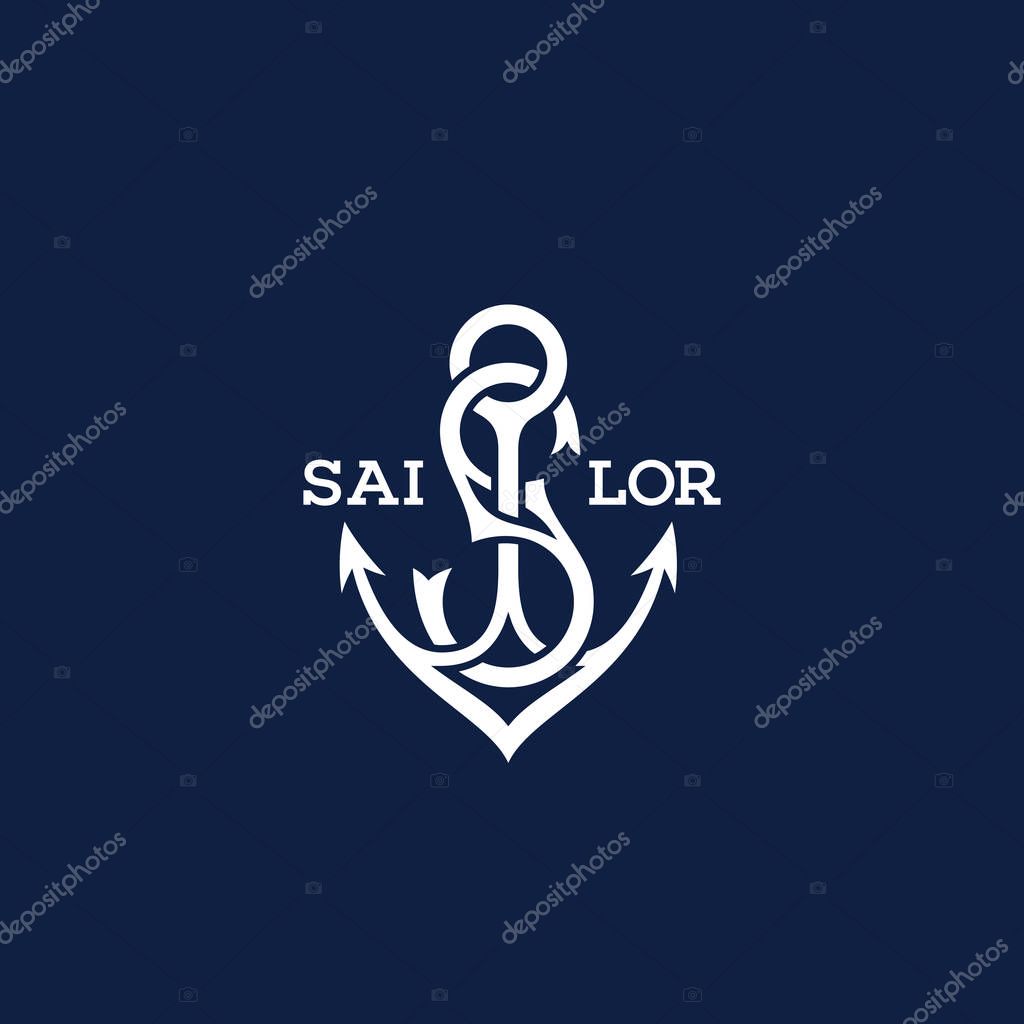 Monogram letter S with anchor template design. Vector illustration.