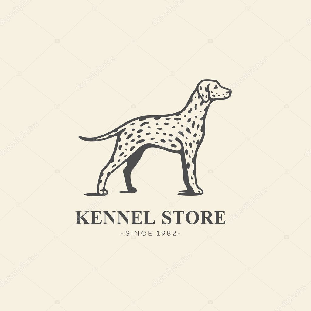 Simple dalmatian dog logo design template. Vector illustration.